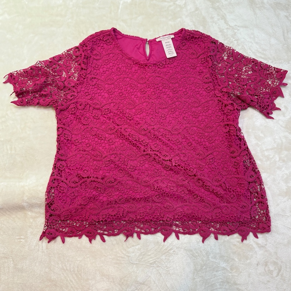 Fuchsia Lace Dressy Church Top by Philosophy - XXL